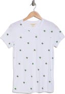 Lucky Brand Clover Embroidered Cotton T-Shirt