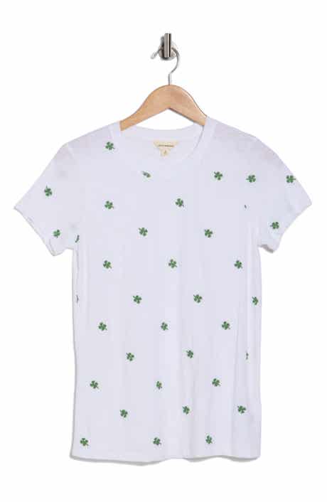 Lucky Brand Clover Embroidered Cotton T-Shirt
