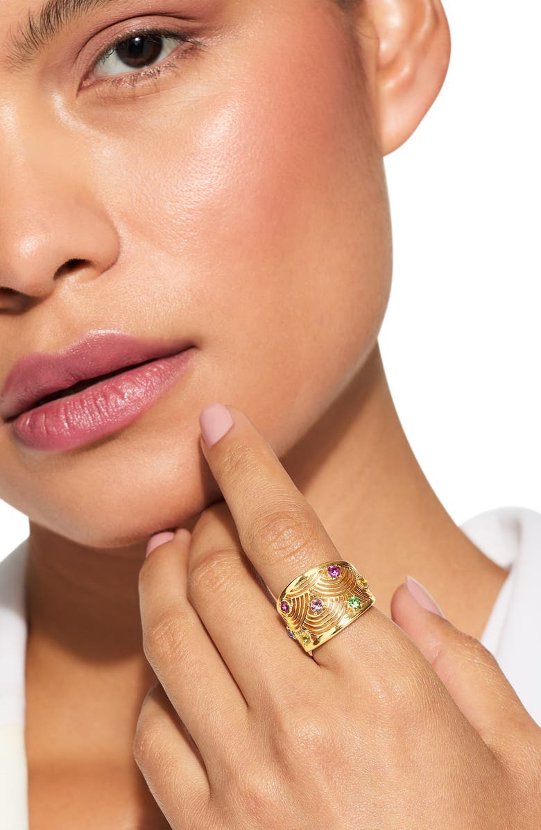 Kurt Geiger London Southbank Rainbow Crystal Band Ring, Alternate, color, 