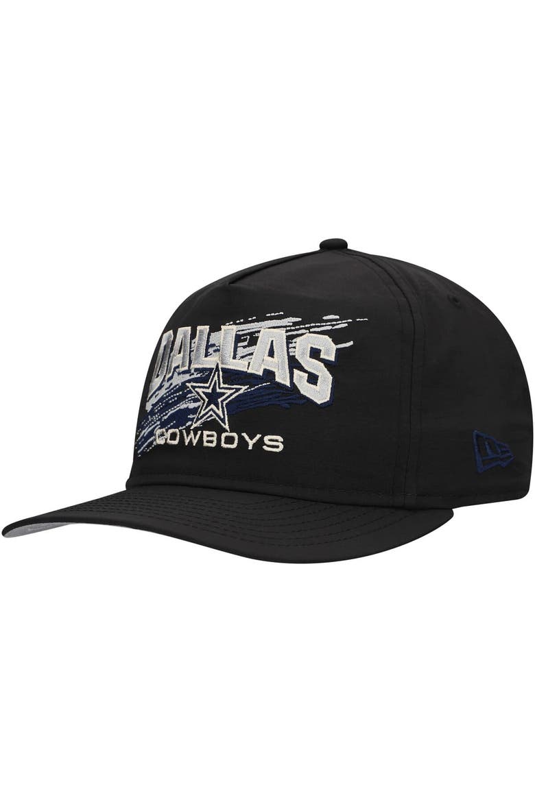 Men's New Era Black Dallas Cowboys Throwback Brush Golfer Snapback Hat, Main, color, Black