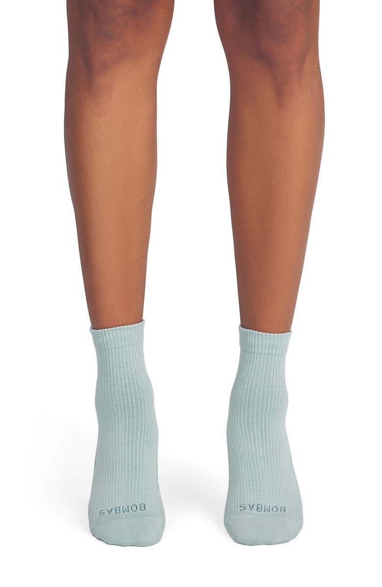 Bombas Solid Modern Rib Quarter Socks, Alternate, color, Misty Sky