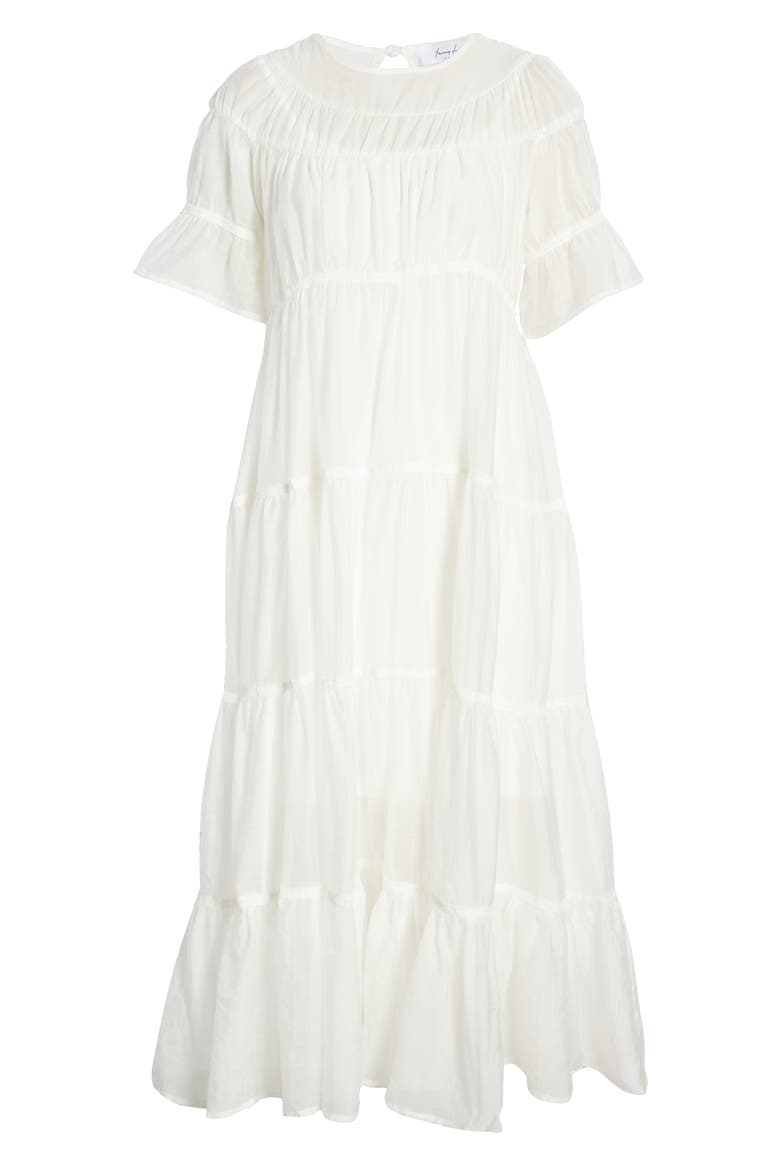 Lizzo Tiered Taffeta Dress, Alternate, color, WHITE