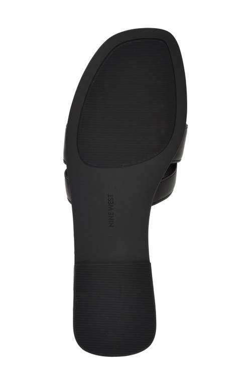 Nine West Germani Womens Leather Square Toe Slide Sandals In Black