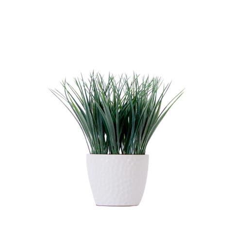 9-in Artificial Grass Plant with Decorative Planter
