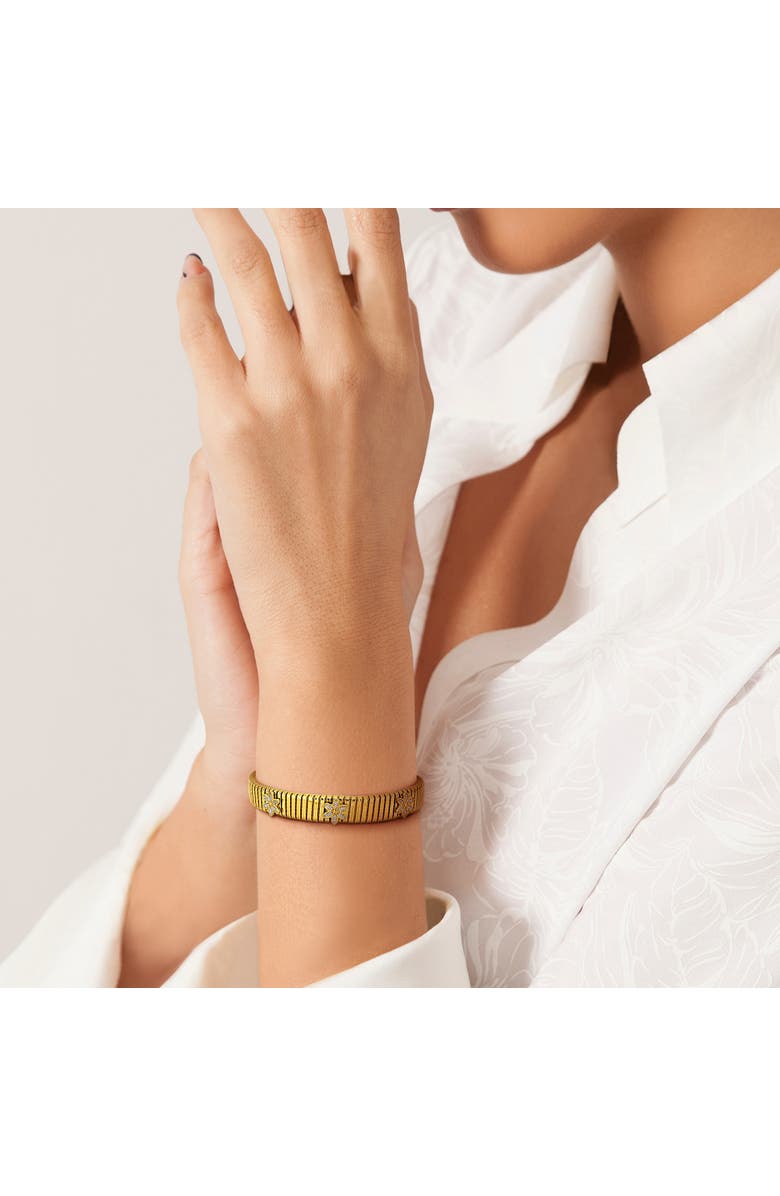 Julianna B. Cubic Zirconia Omega Flower Bracelet Yellow Plated, Alternate, color,