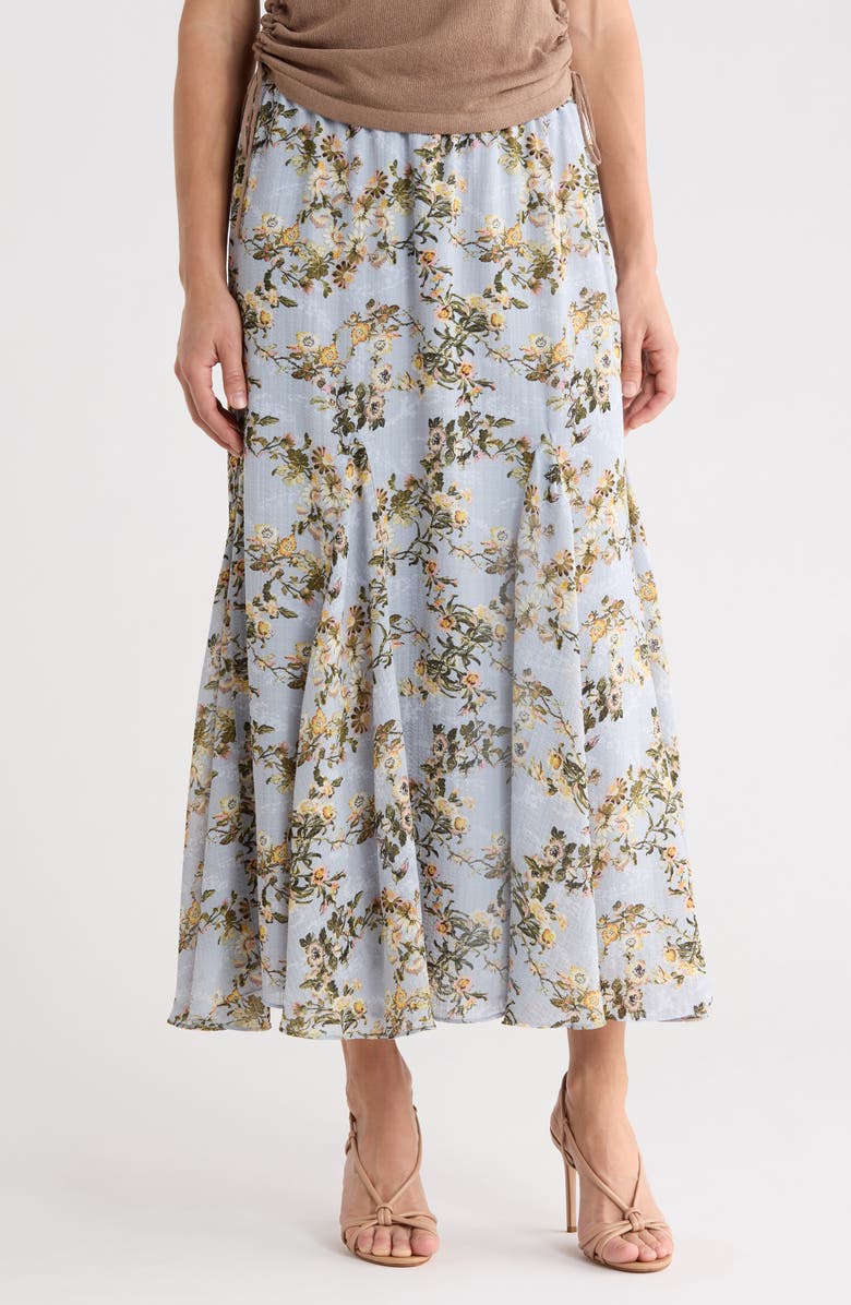 MAX STUDIO Floral Georgette Godet Maxi Skirt, Main, color, Blue Daisy Flutter