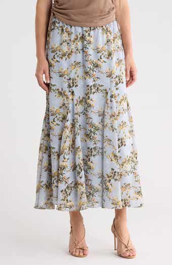 MAX STUDIO Floral Georgette Godet Maxi Skirt
