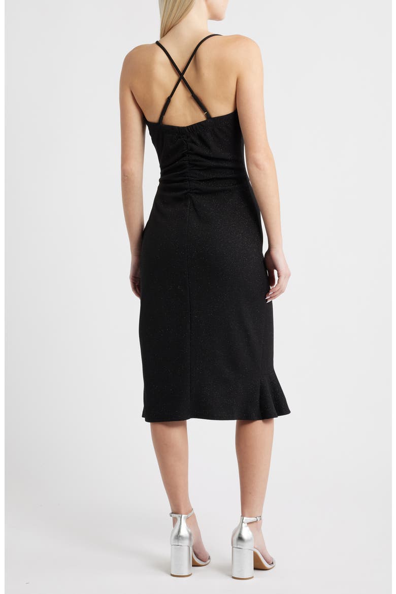 Glitter Ruffle Sleeveless Dress, Alternate, color, BLACK