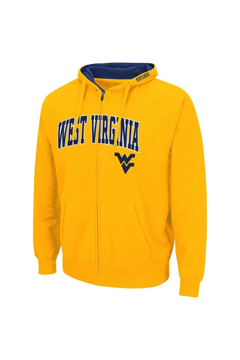 Men's Colosseum Gold West Virginia Mountaineers Arch & Logo 3.0 Full-Zip Hoodie, Alternate, color, Gold