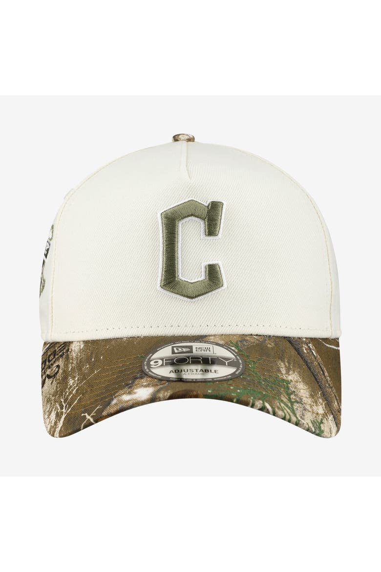Men's New Era Khaki/Realtree Camo Cleveland Guardians 9FORTY A-Frame Adjustable Hat, Alternate, color, Khaki