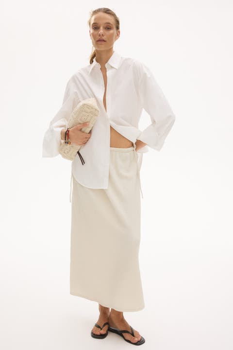 Crinkled Drawstring Skirt