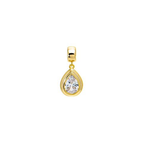 Colored CZ Pear Bezel Pendant