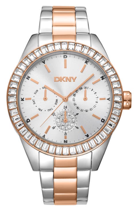 Crystal Bezel Three Hand Quartz Bracelet Watch, 40mm