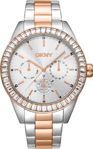 DKNY Crystal Bezel Three Hand Quartz Bracelet Watch, 40mm