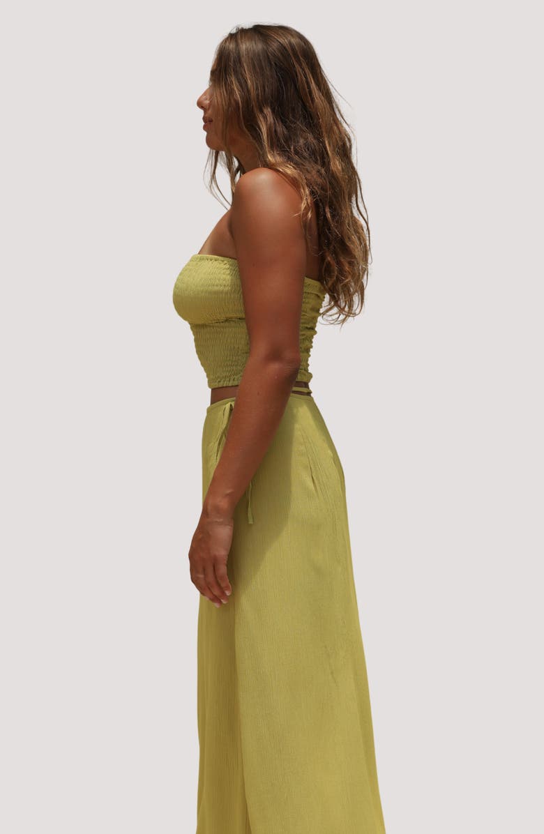 Stone Fox Swim Coco Smocked Crop Tube Top, Alternate, color, Soft Sage