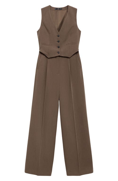 Mango Sleeveless Jumpsuit In Brown