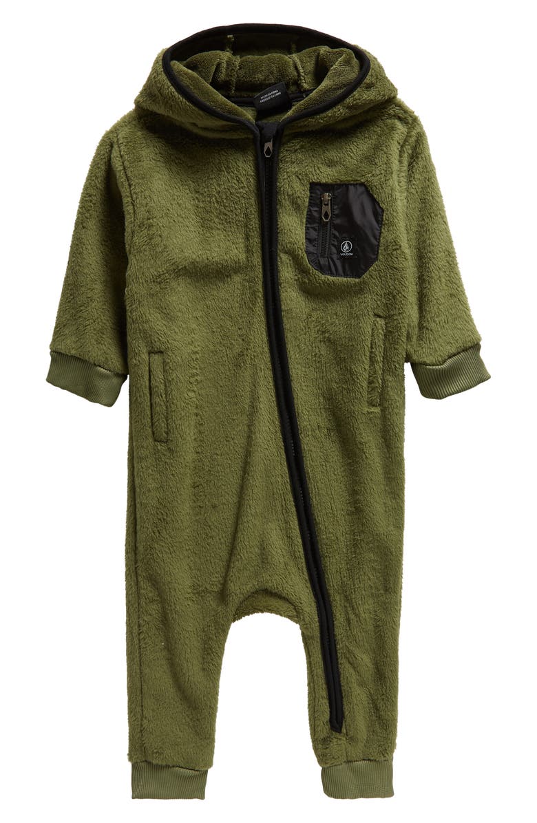 Volcom Hooded Fleece Romper, Main, color, 
