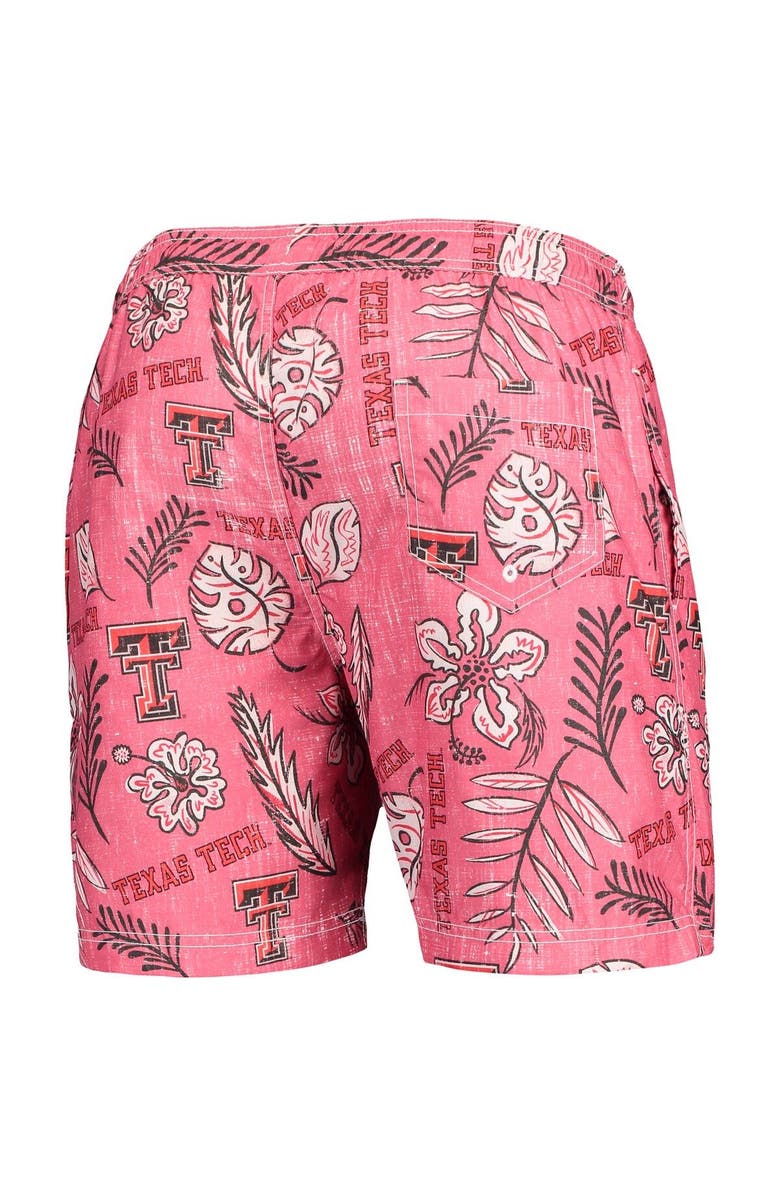 Wes & Willy Men's Wes & Willy Red Texas Tech Red Raiders Vintage Floral Swim Trunks, Alternate, color,