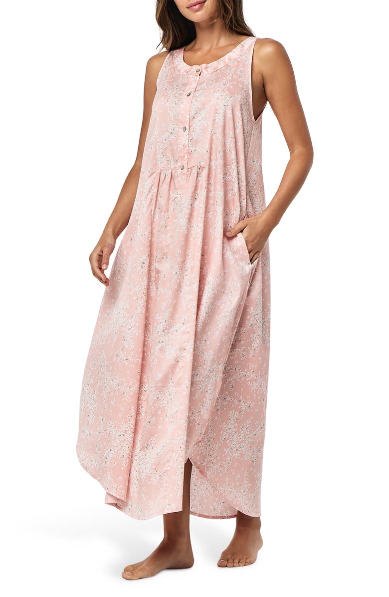Papinelle Cheri Blossom Cotton Sateen Nightgown, Alternate, color, Pink