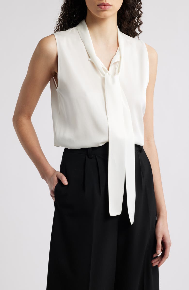 KOBI HALPERIN Tie Neck Sleeveless Stretch Silk Top, Main, color,