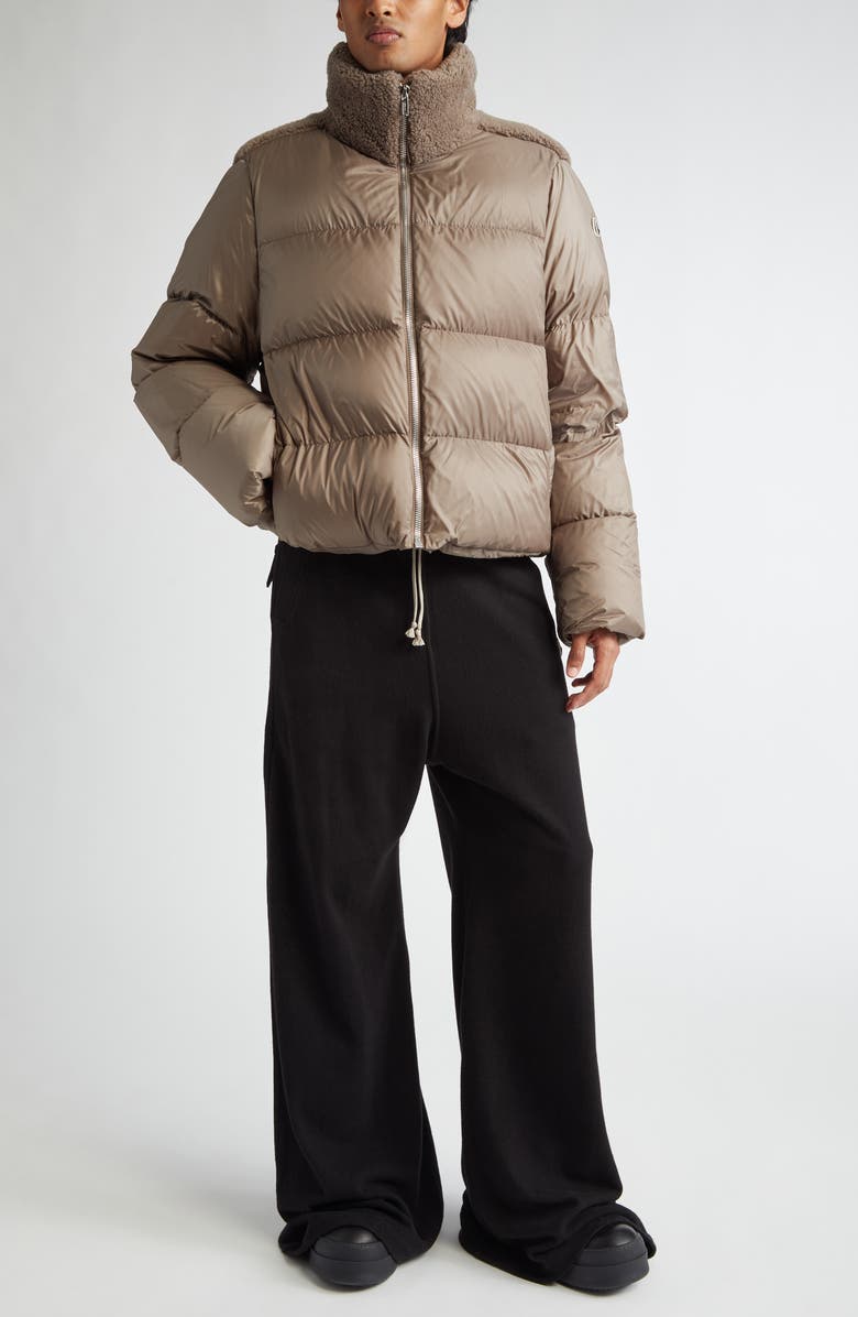 Moncler x Rick Owens Cyclopic Genuine Shearling Trim Down Puffer Jacket, Alternate, color,
