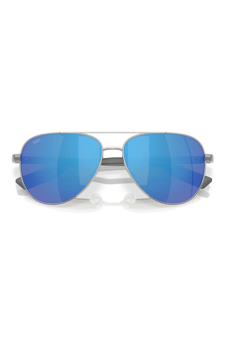 57mm Polarized Pilot Sunglasses, Alternate, color, SILVER/ BLUE MIRROR 580G