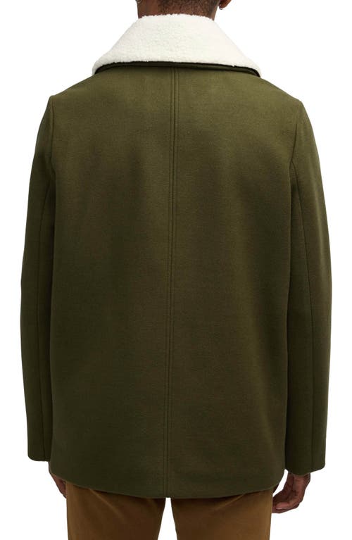 Scotch & Soda Men's Izak Double Breasted Peacoat With Removable Fleece Collar In Classic Green