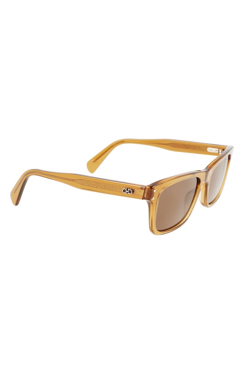 FERRAGAMO Gancini 54mm Rectangular Sunglasses, Alternate, color, Transparent Caramel