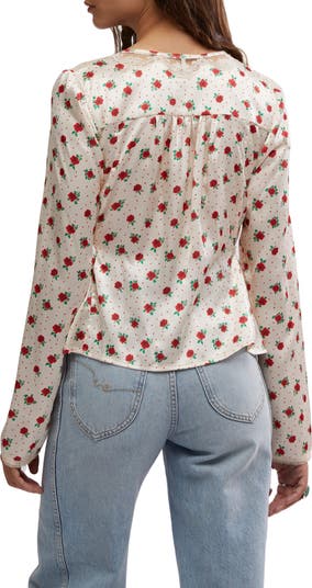 Field of Roses Satin & Lace Top