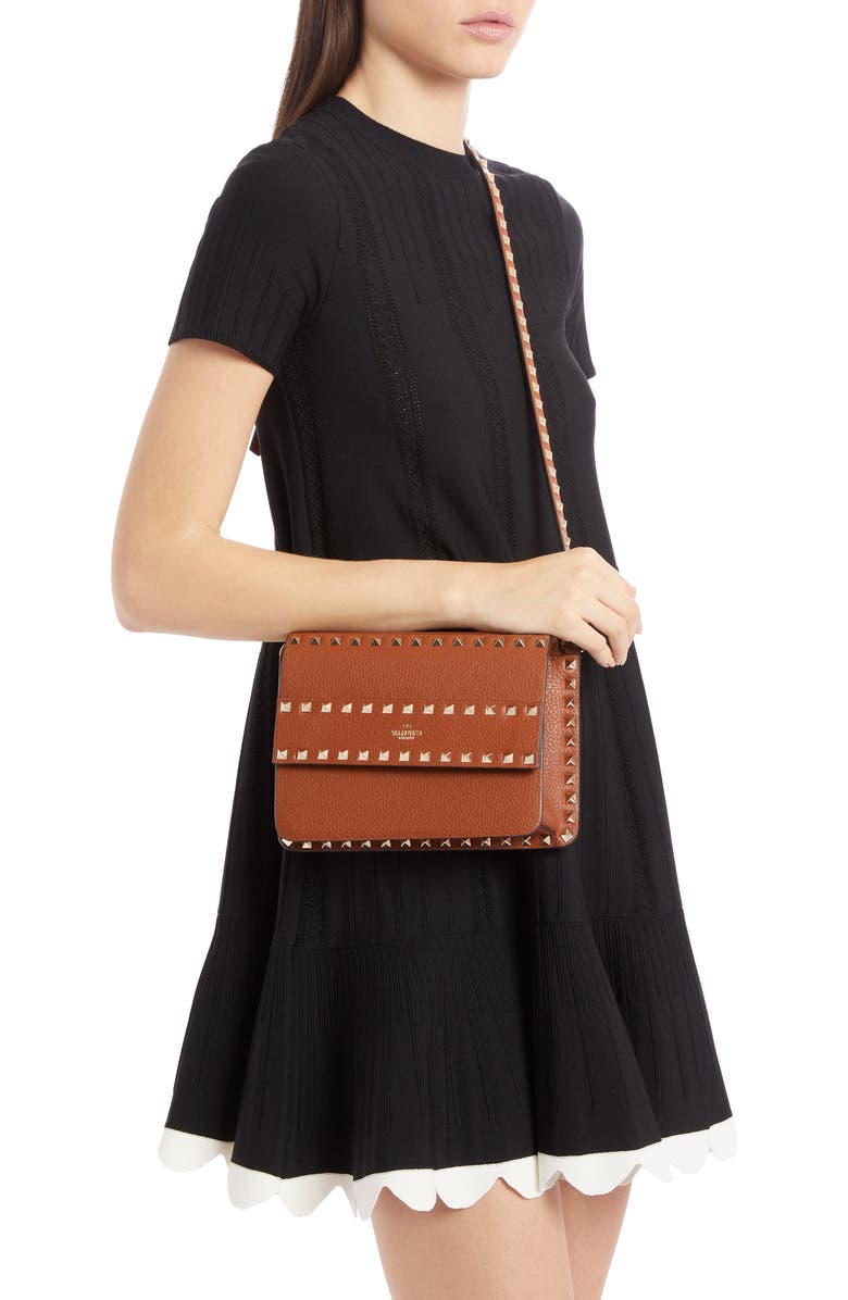 Valentino Garavani Small Rockstud Calfskin Leather Shoulder Bag, Alternate, color,