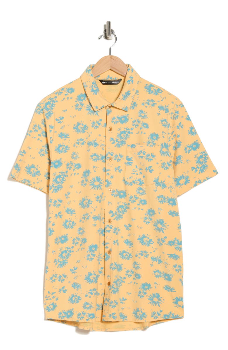 TravisMathew Coconut Shrimp Woven Short Sleeve Shirt, Alternate, color, Apricot