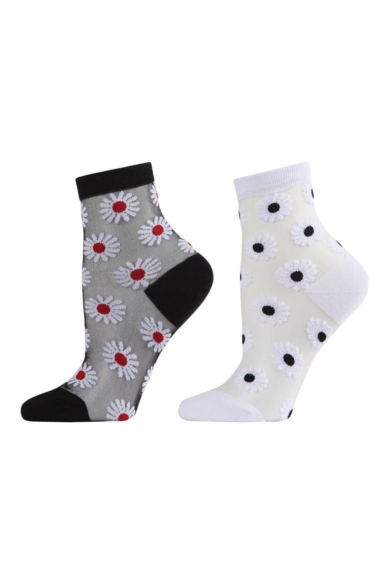 Daisy Assorted 2-Pack Sheer Ankle Socks, Main, color, BLACK-BLUE