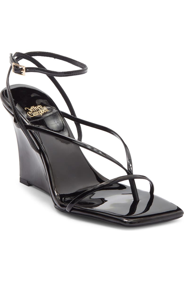 Jeffrey Campbell Herz Wedge Sandal, Main, color, Black Patent