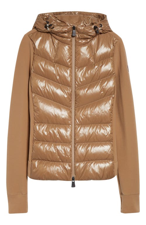 Moncler Grenoble Fleece & Quilted Down Hooded Jacket In Neutral