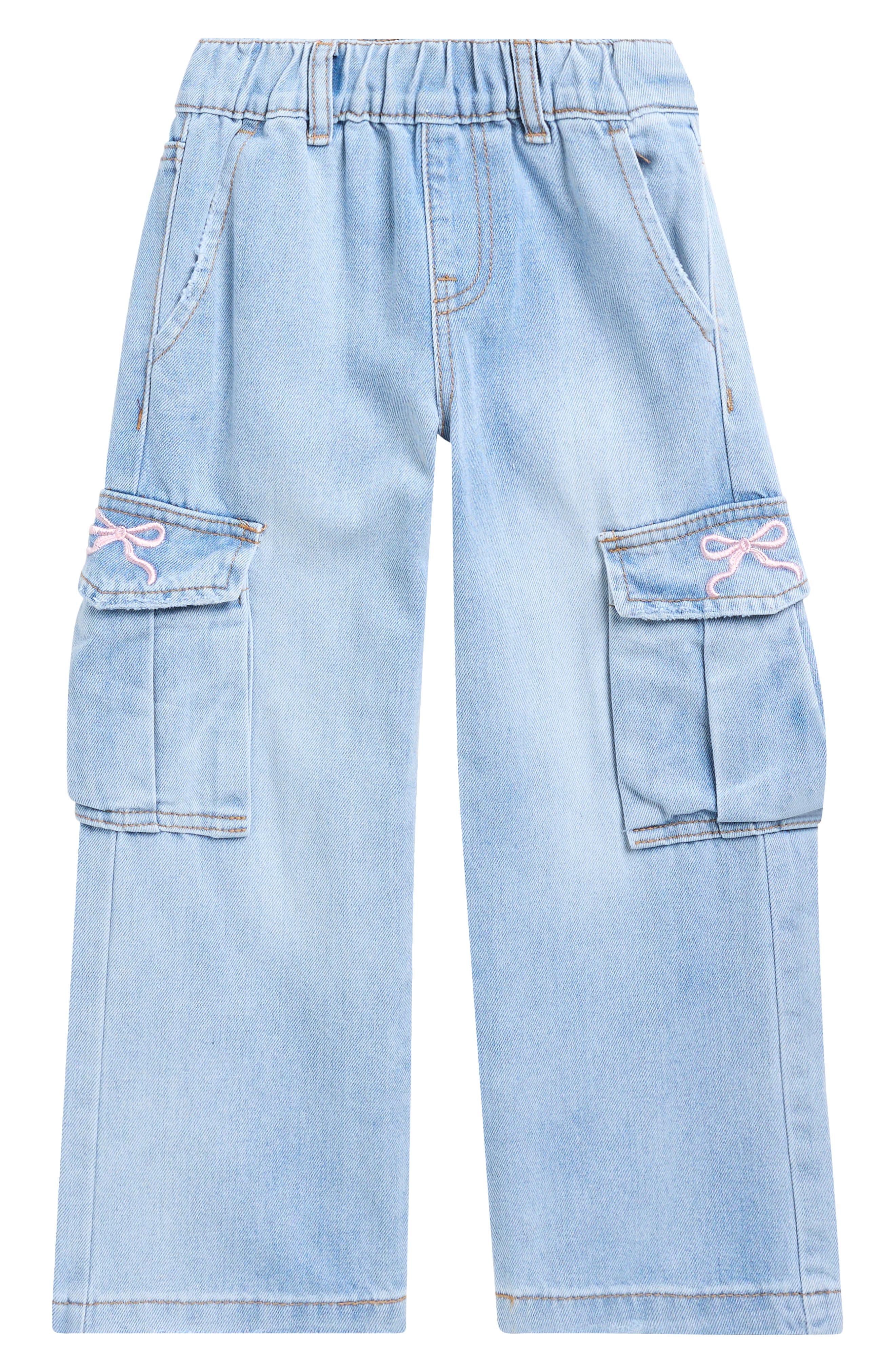 GOGO STAR Kids' Bow Embroidered Cargo Jeans