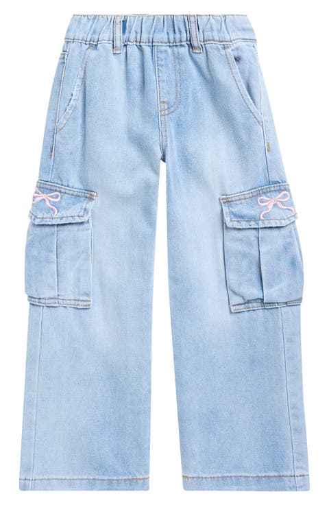 Kids' Bow Embroidered Cargo Jeans (Little Kid)