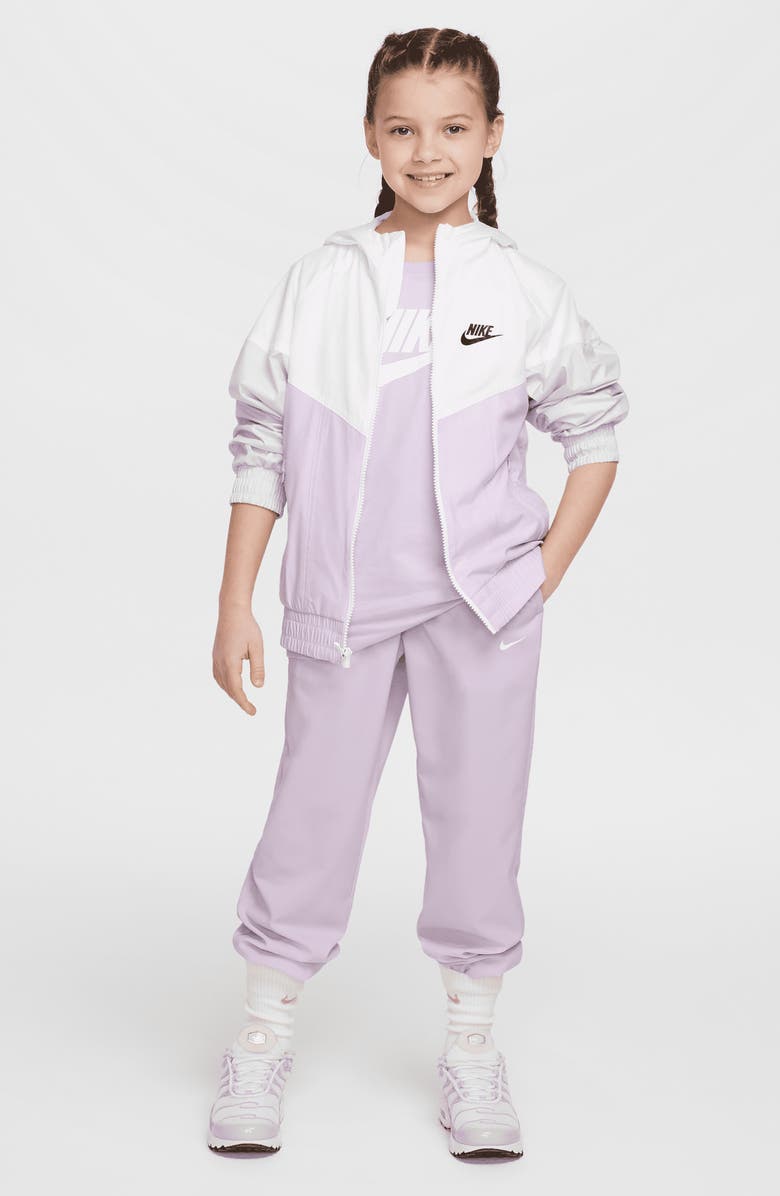 Nike Kids' Windrunner Hooded Water Repellent Jacket, Alternate, color, White/ Doll/ Photon/ Black