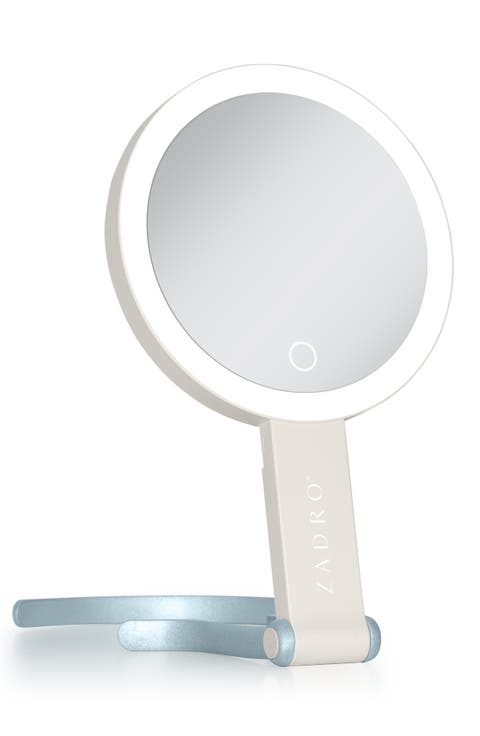 Multi-Position Lighted Travel Hand Mirror with 10X/1X Magnification