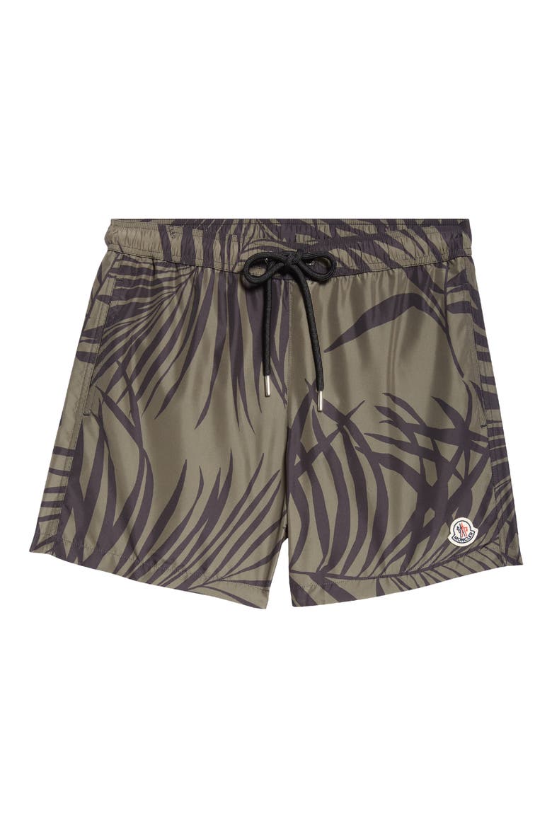 Palm Print Swim Trunks, Alternate, color, OLIVE PRINT