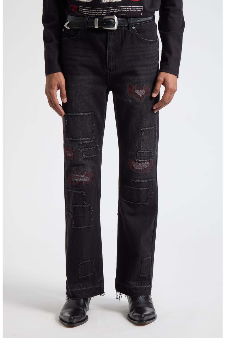 Texoma Patchwork Jeans, Main, color, WASHED BLACK