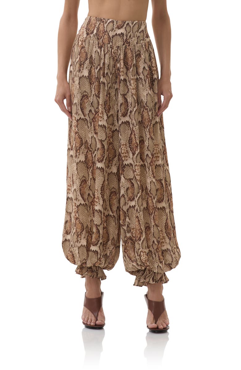 AFRM Vesper Snakeskin Print Pants, Main, color, Sand Snake