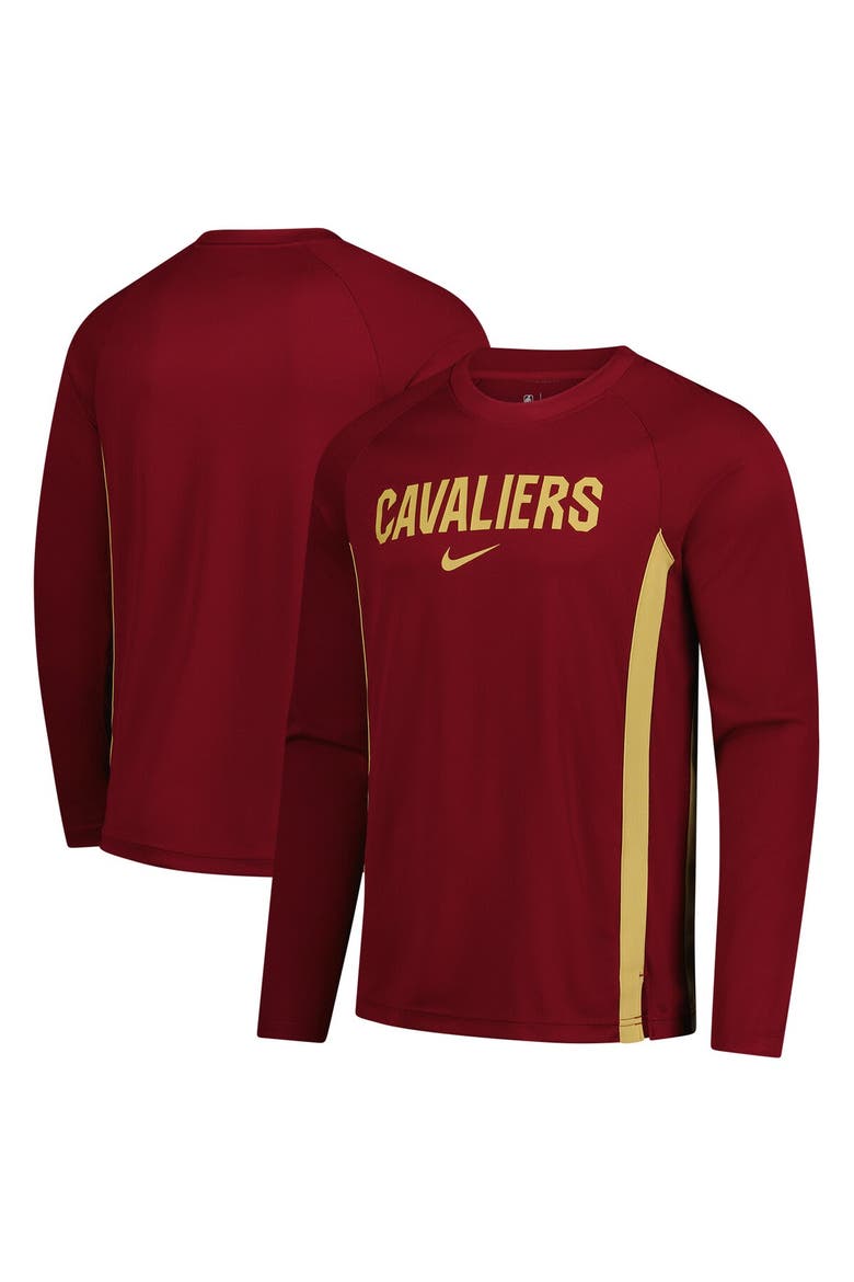 Men's Nike Wine Cleveland Cavaliers 2025/26 Authentic Pre-Game Legend Dri-FIT Long Sleeve Shooting Shirt, Main, color, Wine