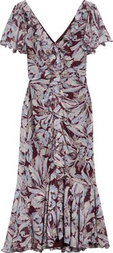 Cinq à Sept Clio Floral Ruffled Midi Dress