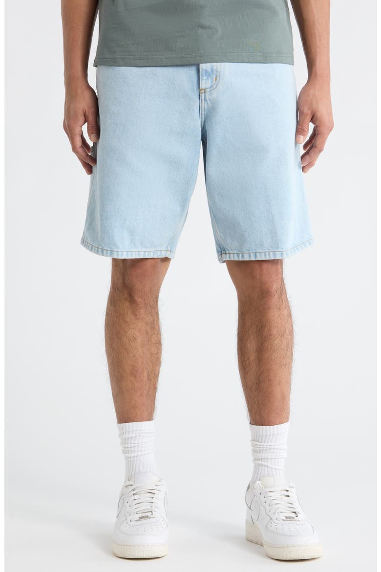 Single Knee Loose Fit Denim Shorts, Main, color, BLUE (HEAVY STONE BLEACHED)