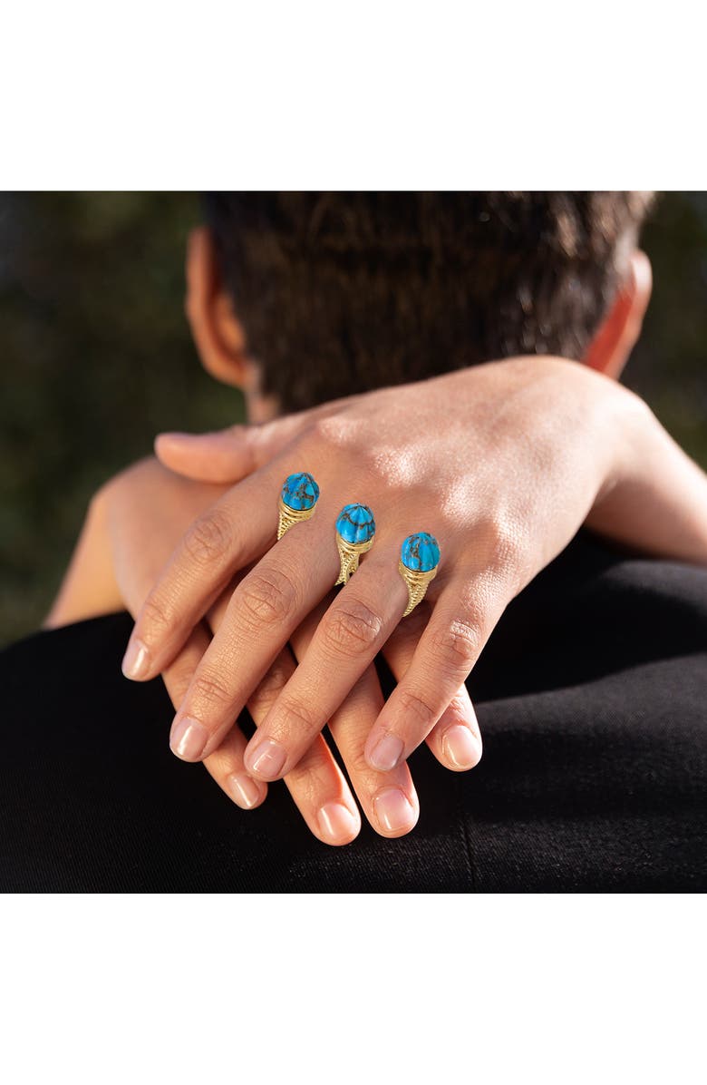 LuvMyJewelry Sea Breeze Turquoise Multifinger Ring, Alternate, color, 14Kt Gold Vermeil On Sterling