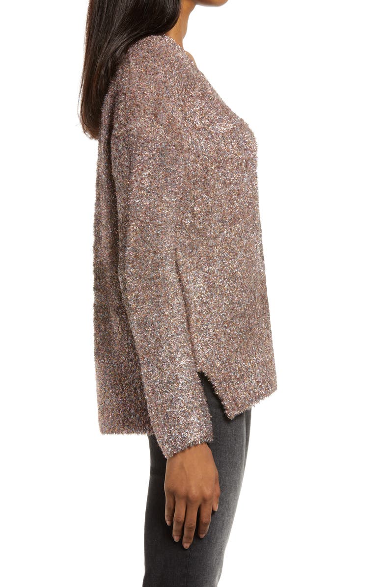 AllSaints Sparkle V-Neck Sweater, Alternate, color, 