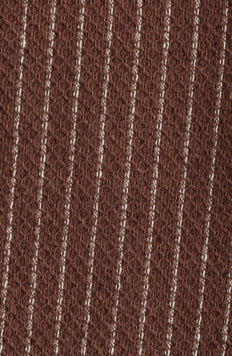 Percival Sorrento Pinstripe Cotton & Linen Button-Up Overshirt, Alternate, color, Brown