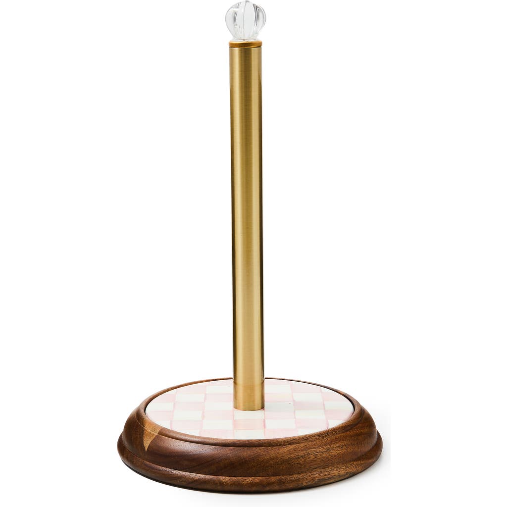 Mackenzie-childs Mackenzie Childs Rosy Check Wood Paper Towel Holder In Multi