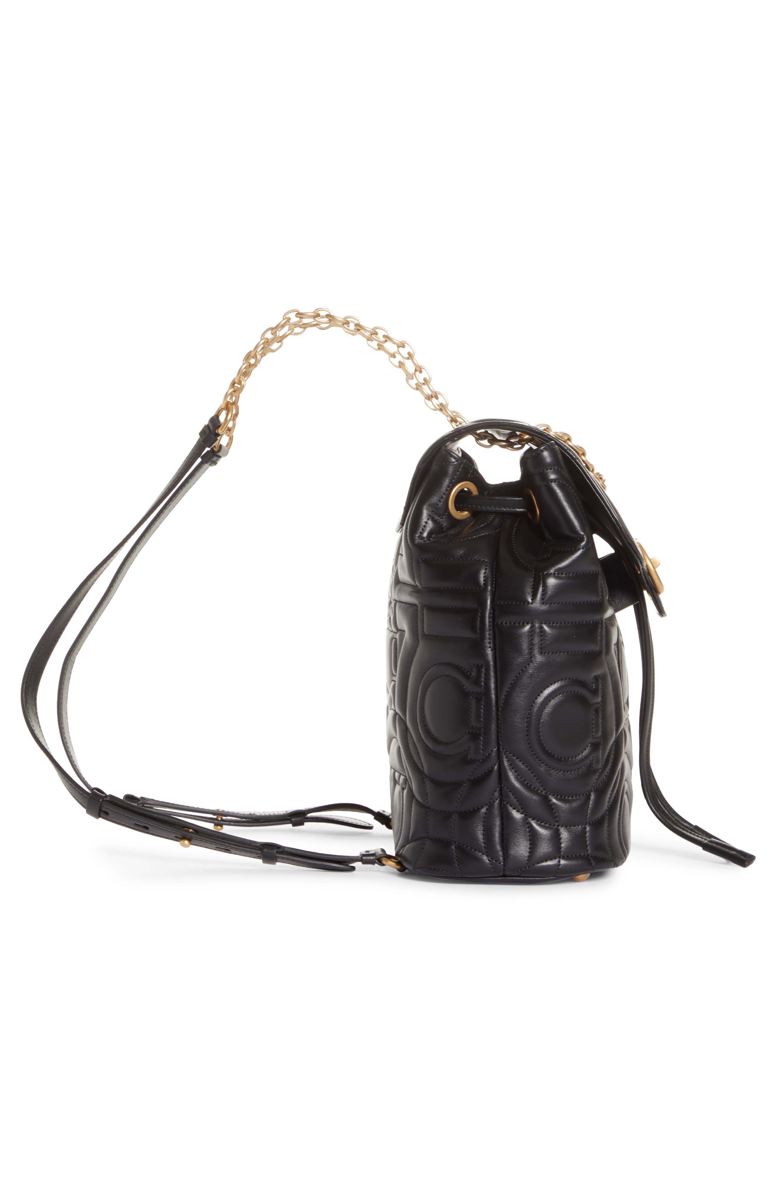 FERRAGAMO Salvatore Ferragamo Quilted Gancio Leather Backpack, Alternate, color, 