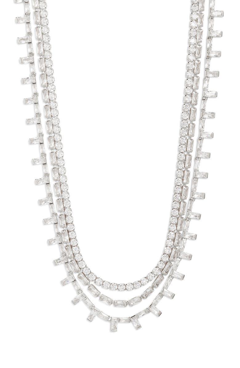 Nordstrom Cubic Zirconia Triple Strand Necklace, Main, color,